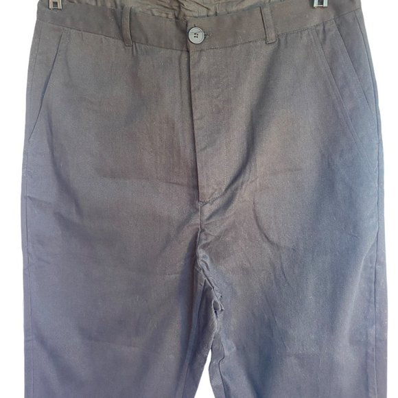 OAK NYC OVERSIZED BLACK RAW EDGE COTTON TWILL CAPRIS (SZ. L) - Picture 2 of 9